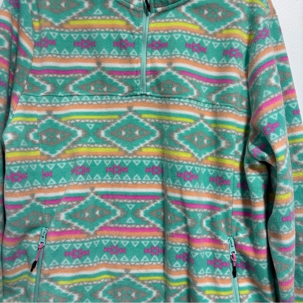 Chubbies Colorful Southwestern Aztec Women Fleece Pullover 1/4 Zip Large Bright - Picture 3 of 12